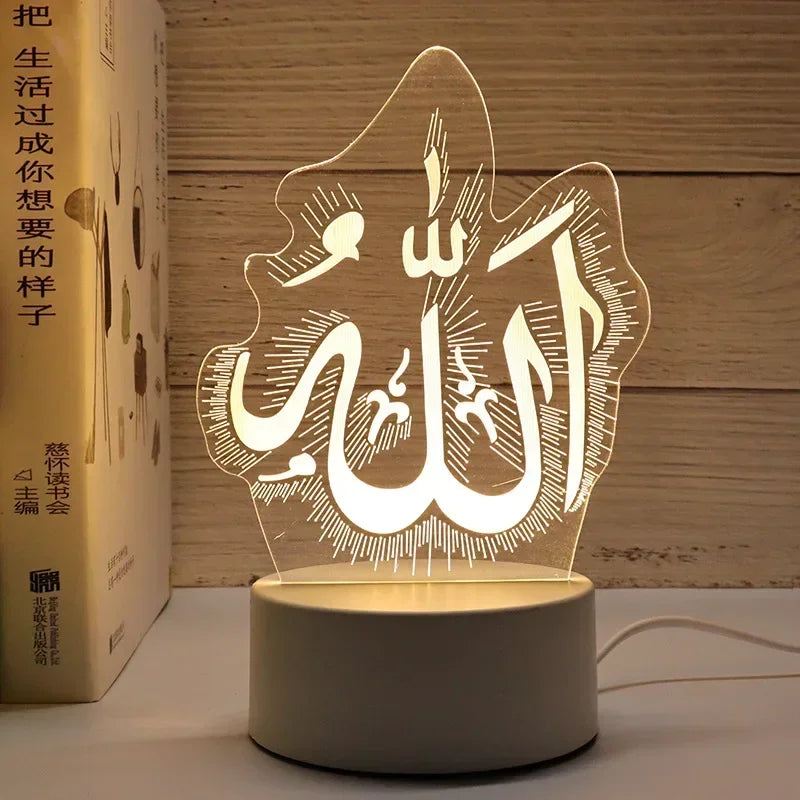 3D Islamic LED Night Light – Ramadan & Eid Mubarak Home Decor Lamp