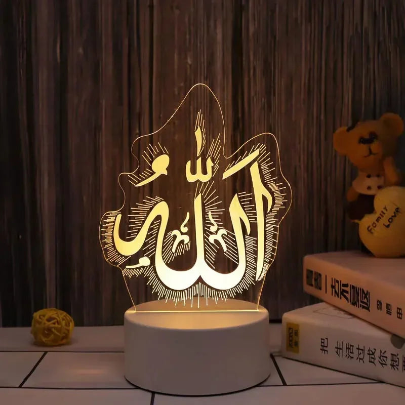 Ramadan LED 3D Acrylic Night Light – Eid Mubarak Home Decor 2025