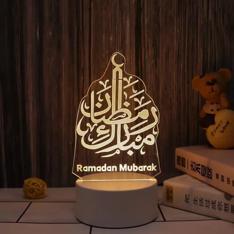 Ramadan LED 3D Acrylic Night Light – Eid Mubarak Home Decor 2025
