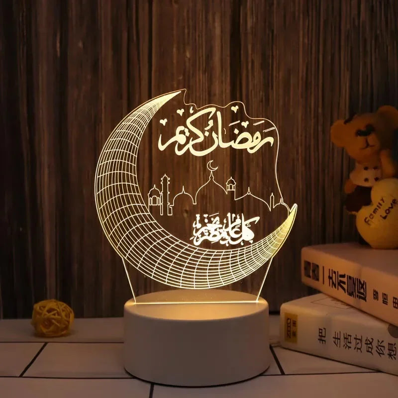 Ramadan LED 3D Acrylic Night Light – Eid Mubarak Home Decor 2025