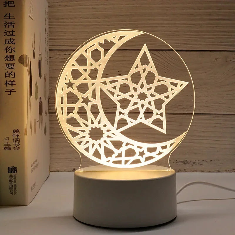 Ramadan LED 3D Acrylic Night Light – Eid Mubarak Home Decor 2025