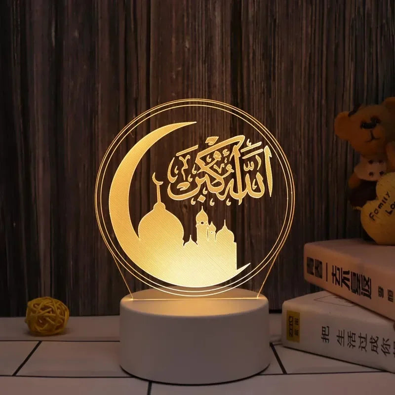 Ramadan LED 3D Acrylic Night Light – Eid Mubarak Home Decor 2025