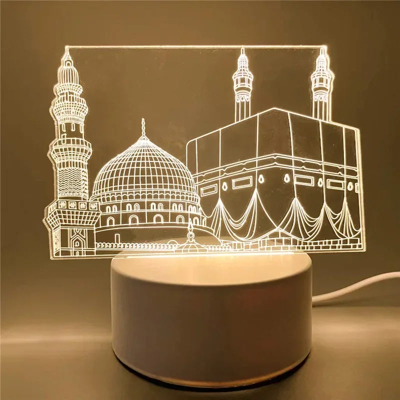 3D Islamic LED Night Light – Ramadan & Eid Mubarak Home Decor Lamp