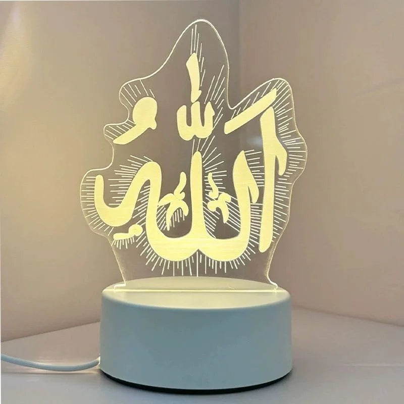 3D Islamic LED Night Light – Ramadan & Eid Mubarak Home Decor Lamp