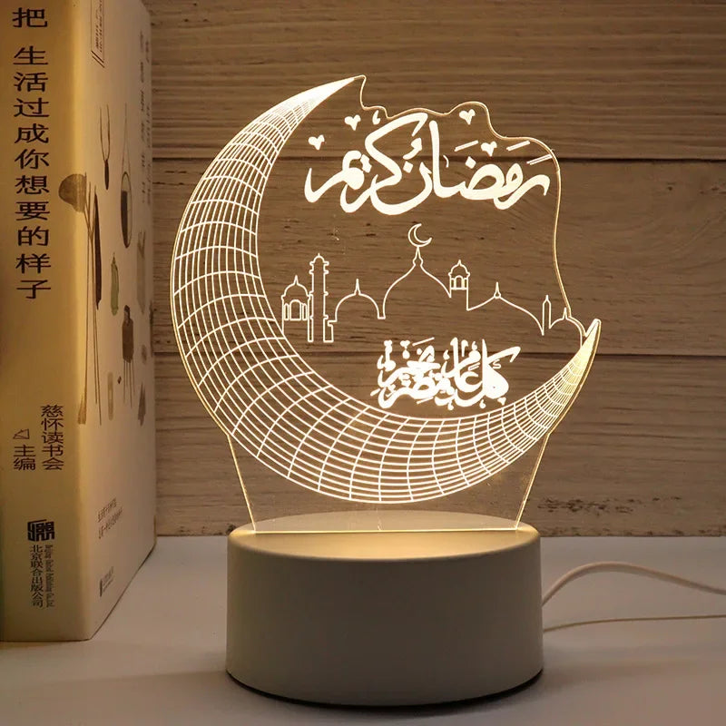 Ramadan LED 3D Acrylic Night Light – Eid Mubarak Home Decor 2025