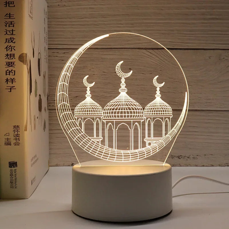 Ramadan LED 3D Acrylic Night Light – Eid Mubarak Home Decor 2025