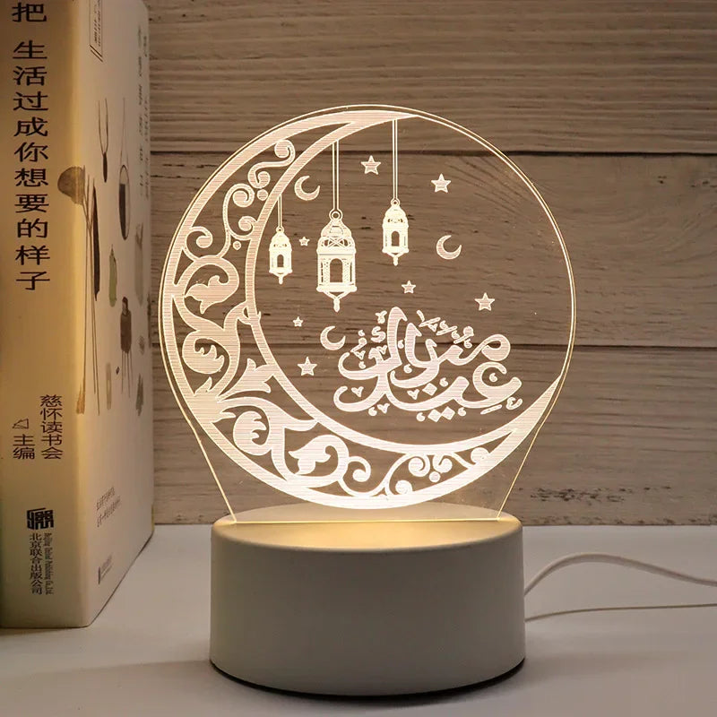 Ramadan LED 3D Acrylic Night Light – Eid Mubarak Home Decor 2025