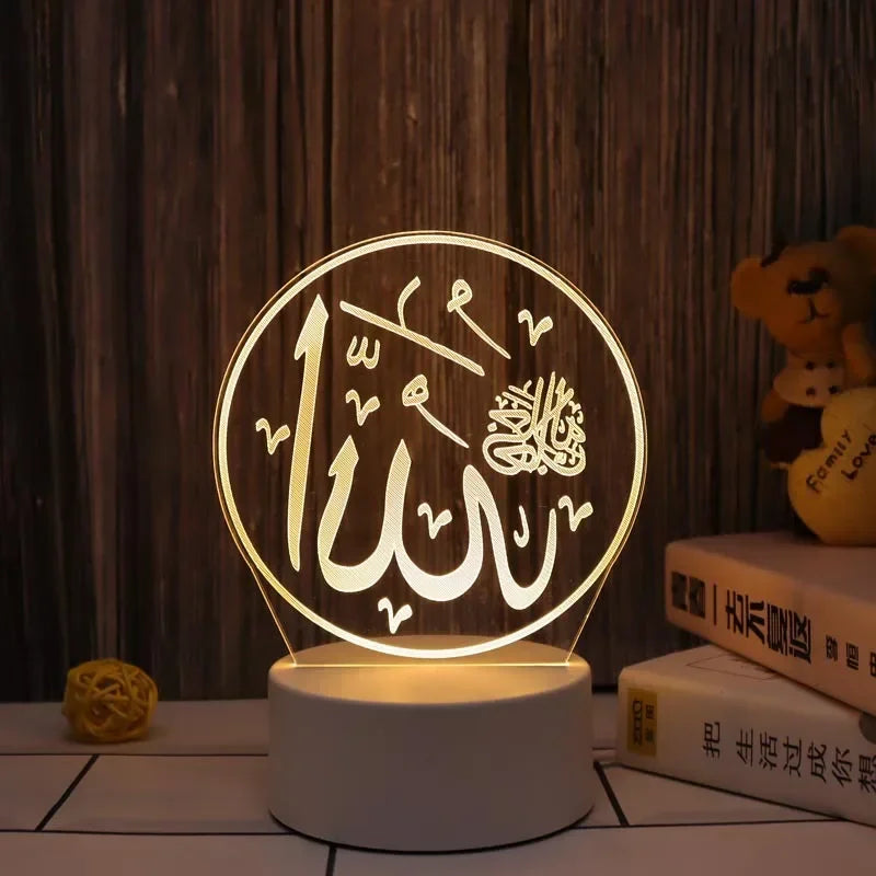 Ramadan LED 3D Acrylic Night Light – Eid Mubarak Home Decor 2025
