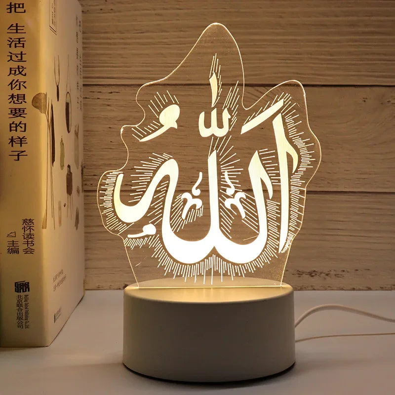 Ramadan LED 3D Acrylic Night Light – Eid Mubarak Home Decor 2025